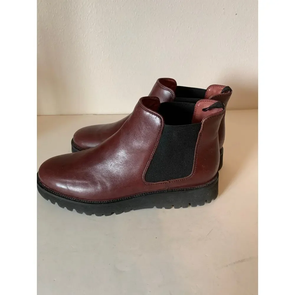 Frau leather cognac Chelsea booties from Italy size 8 Med